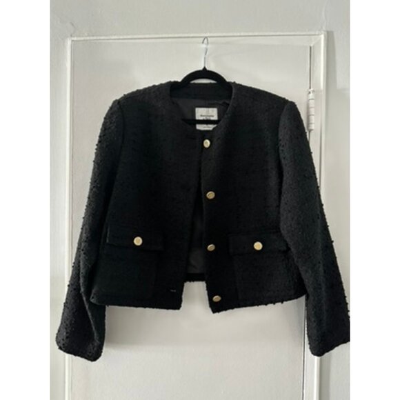 Abercrombie & Fitch Black Collarless Boucle Jacket - Picture 2 of 5